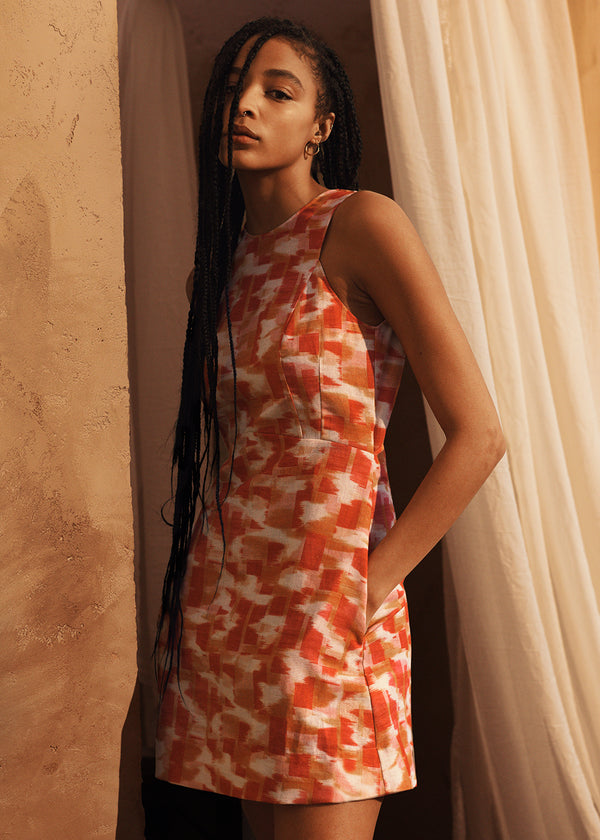 Trini Dress in Ikat Print