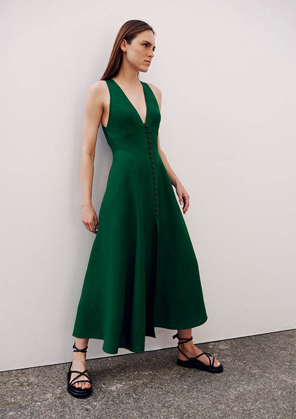 three graces london green dress Three Graces Yola Dress In Palm Green