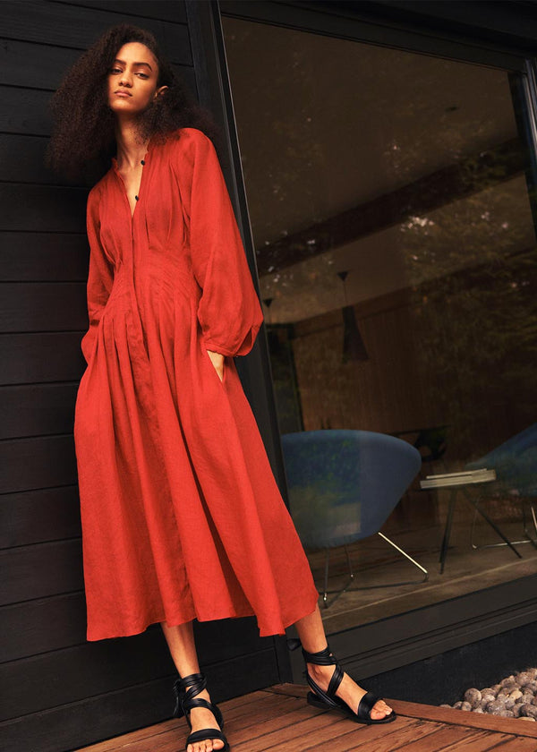 Valeraine Dress in Rouge Red